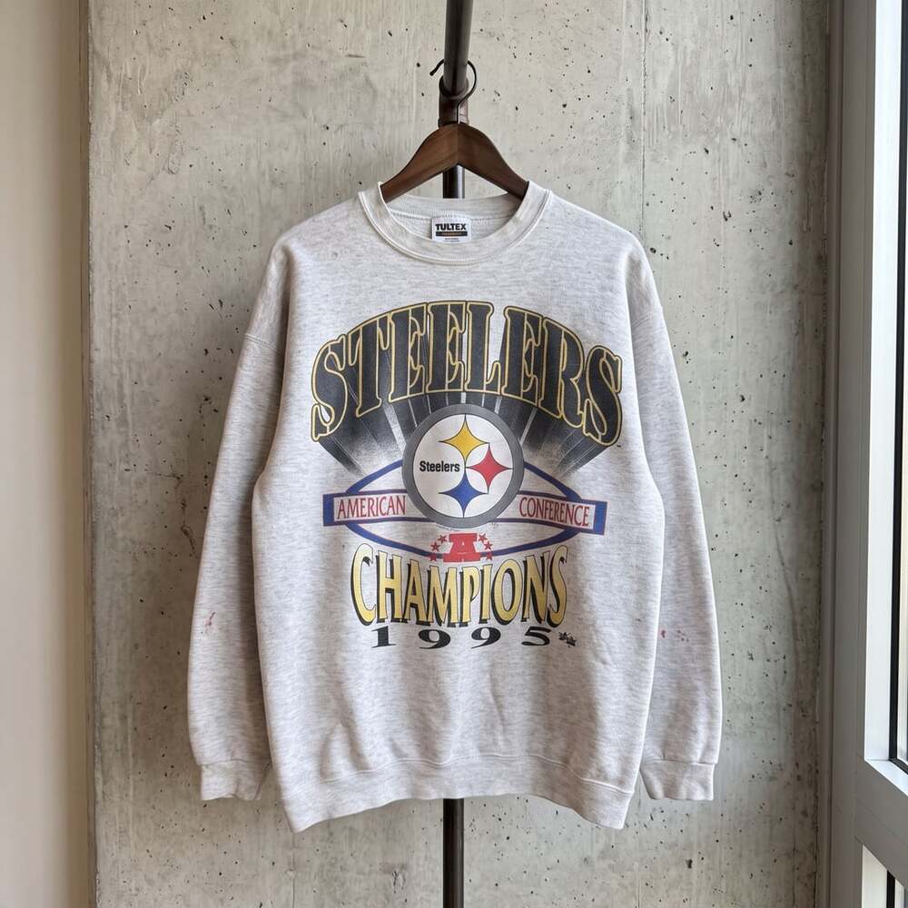 Tultex Pittsburgh Steelers Sweatshirt Size Large 1995 AFC Champions Grey